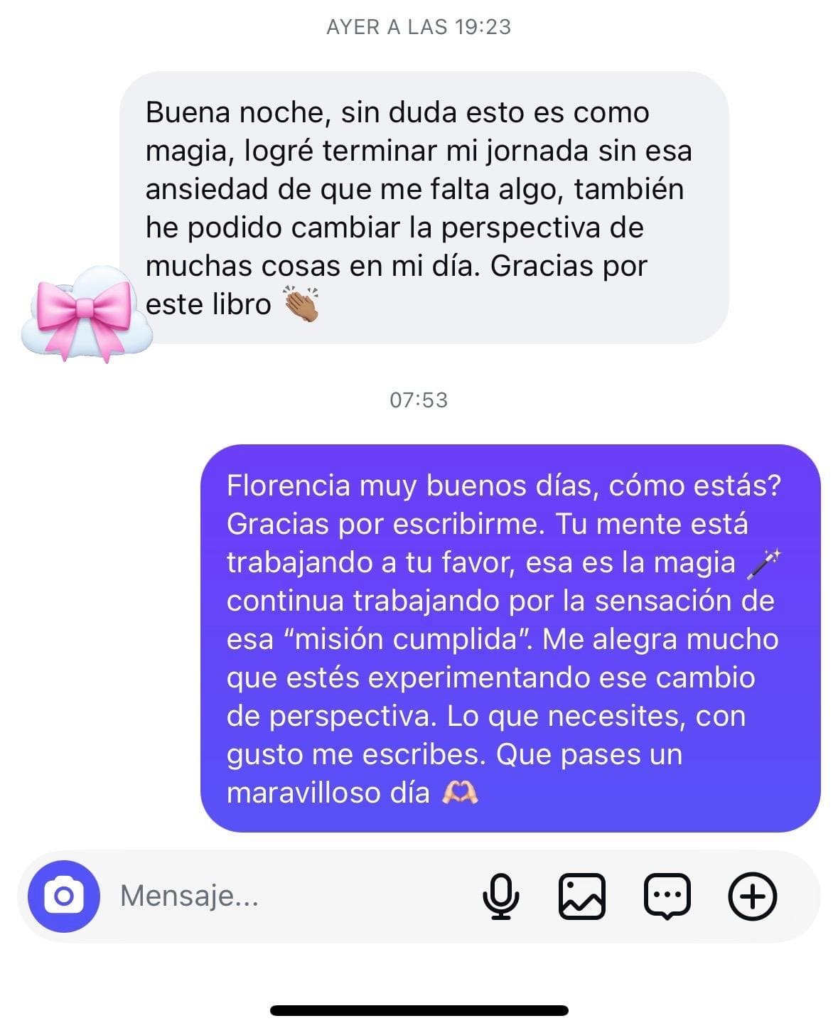 Captura de WhatsApp: testimonio real sobre Método Brújula